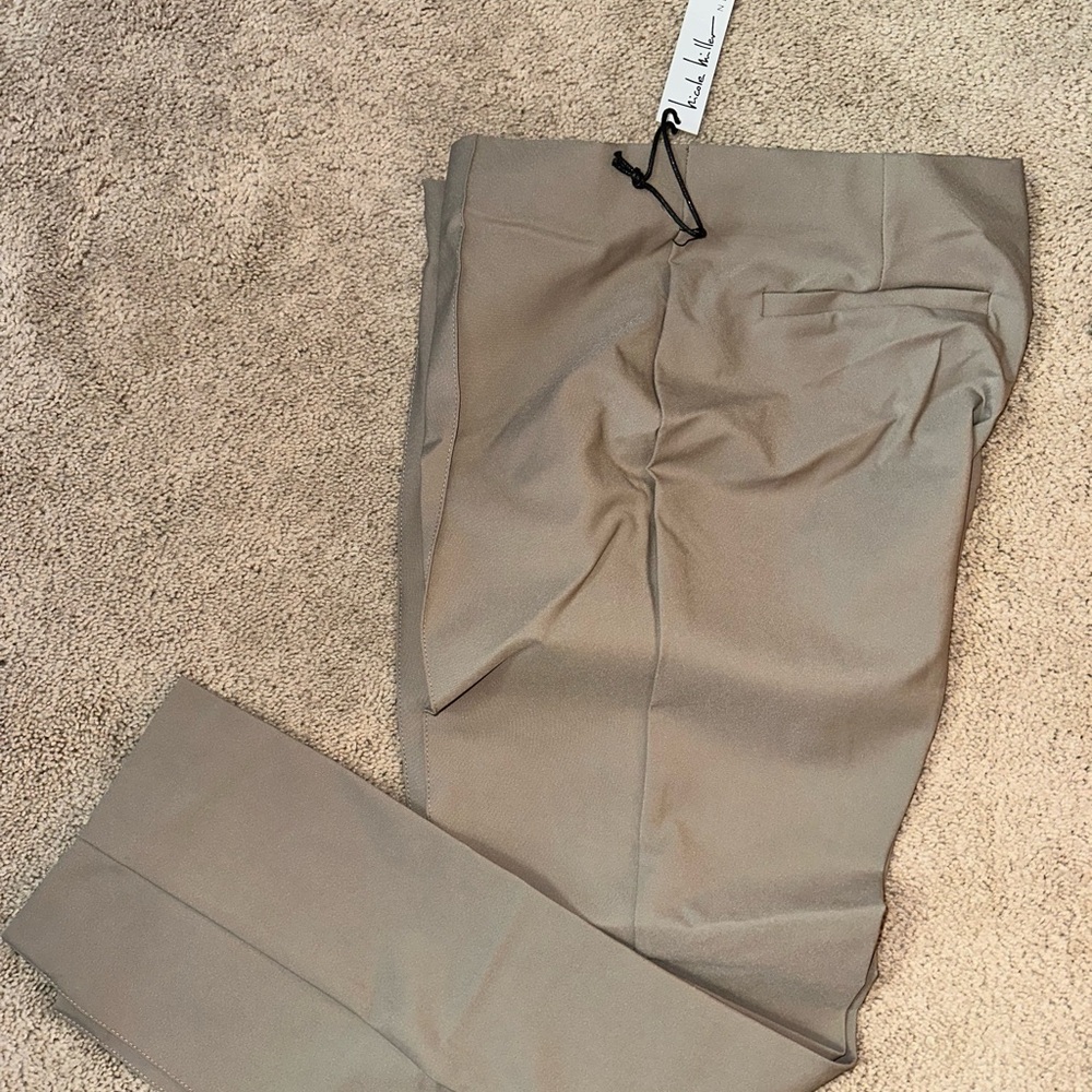 Nicole Miller tan straight leg pants